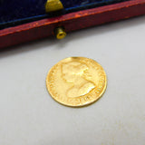 21ct Gold Isabel II Spanish 2 Escudos Coin 1863 Antique Fair Condition