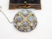 Victorian Scottish Sterling Silver Montrose Agate Target Brooch Antique c1860