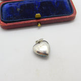 Sterling Silver Pave Set Turquoise & Seed Pearl Puffy Heart Pendant Antique 1920