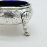 George II Sterling Silver Floral Paw Foot Salt Cellar Antique 1743 London David Hennell I