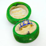 Victorian 18ct Yellow Gold, 0.2ct Diamond, Pearl, Blue Enamel Ring Antique c1860