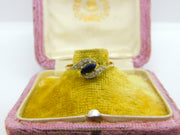 9ct Yellow Gold, Sapphire & Diamond Crossover Ring Vintage 1986 Birmingham