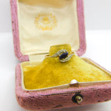 9ct Yellow Gold, Sapphire & Diamond Crossover Ring Vintage 1986 Birmingham