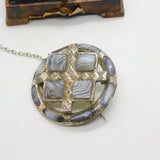 Victorian Scottish Sterling Silver Montrose Agate Target Brooch Antique c1860