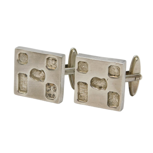 Sterling Silver Jubilee Hallmarked Ingot Gents Cufflinks Vintage 1977 Sheffield