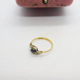 9ct Yellow Gold, Sapphire & Diamond Crossover Ring Vintage 1986 Birmingham