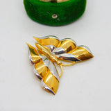 9ct Yellow & White Gold Butterfly Sweetheart Brooch Vintage c1970 London