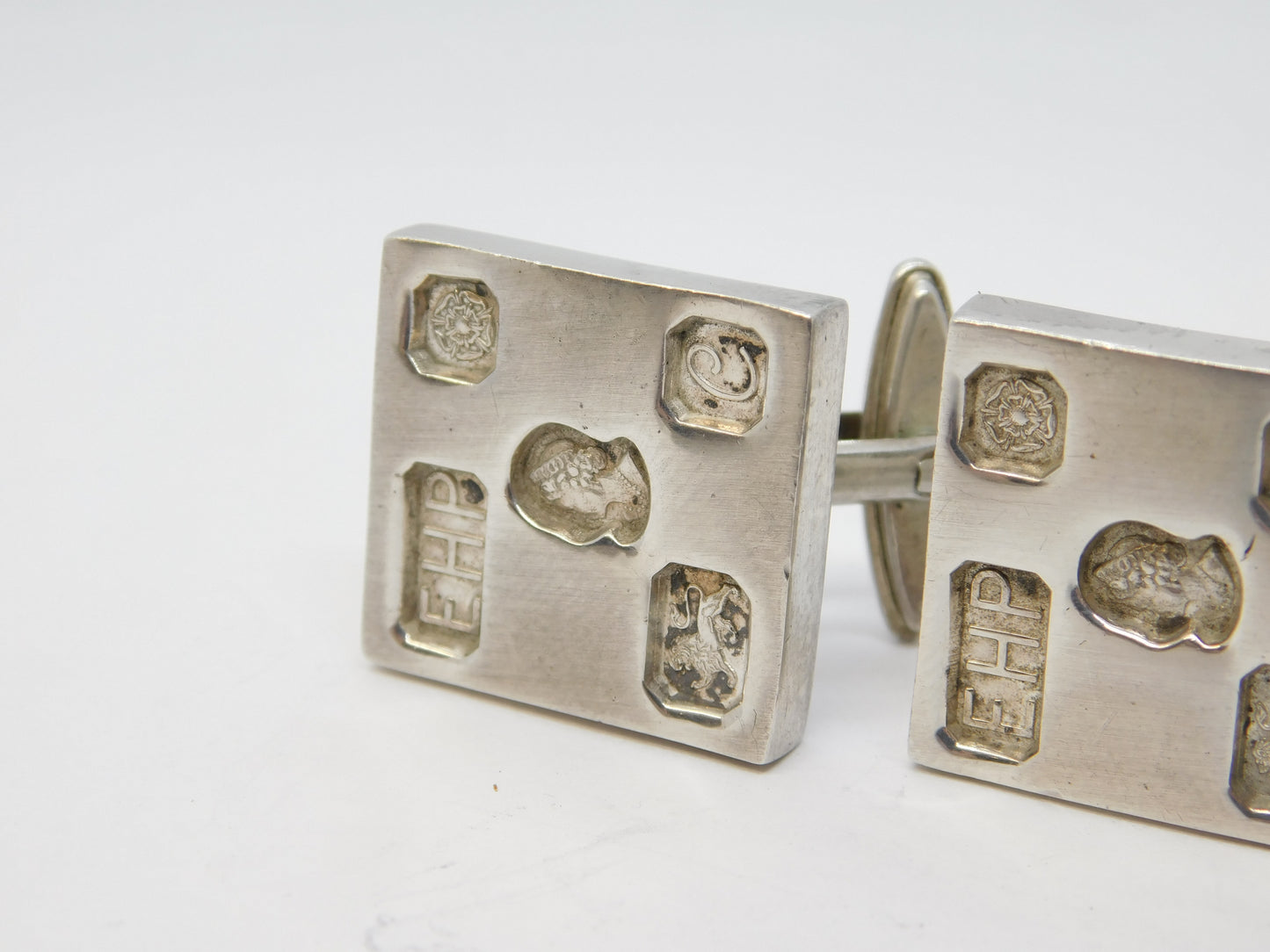 Sterling Silver Jubilee Hallmarked Ingot Gents Cufflinks Vintage 1977 Sheffield