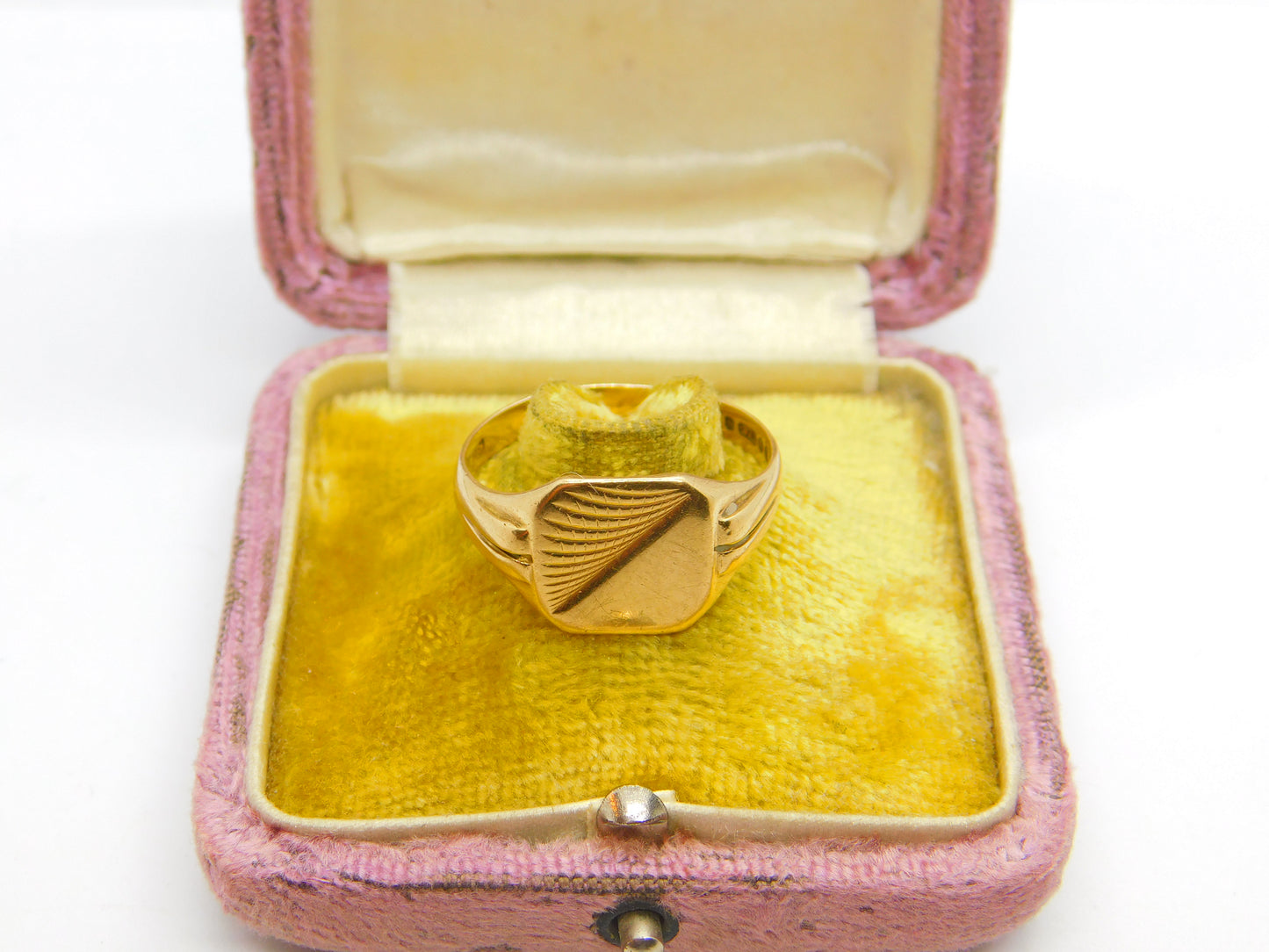 9ct Yellow Gold Gents Square Signet Ring 1973 London Vintage Size W UK