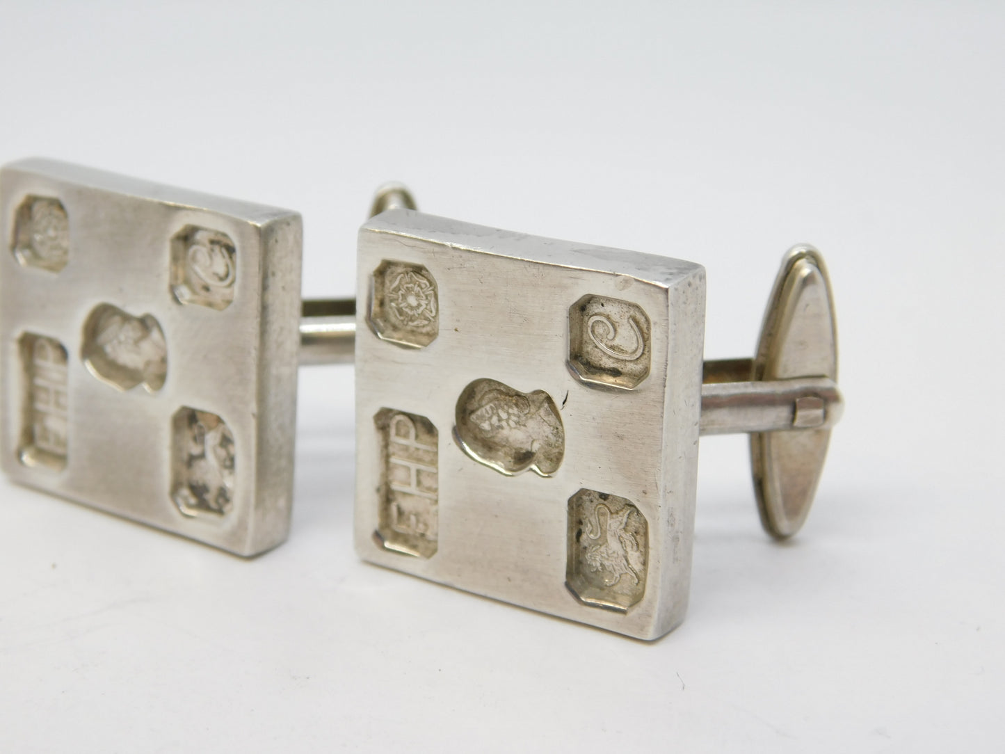 Sterling Silver Jubilee Hallmarked Ingot Gents Cufflinks Vintage 1977 Sheffield