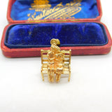 9ct Yellow Gold Articulated Loving Couple on the Bench Charm Vintage c1970