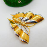 9ct Yellow & White Gold Butterfly Sweetheart Brooch Vintage c1970 London