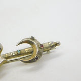 Victorian Scottish Sterling Silver Gilt Turquoise Set Knight & Axe Brooch c1850
