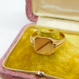 9ct Yellow Gold Gents Square Signet Ring 1973 London Vintage Size W UK
