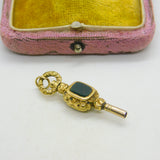 Victorian 9ct Gold Cased Bloodstone & Chalcedony Watch Key Fob Antique c1860
