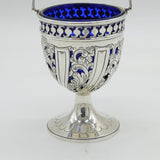 Victorian Sterling Silver Floral Pattern Pedestal Sugar Basket Antique London