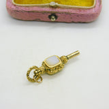 Victorian 9ct Gold Cased Bloodstone & Chalcedony Watch Key Fob Antique c1860