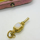 Victorian 9ct Gold Cased Bloodstone & Chalcedony Watch Key Fob Antique c1860
