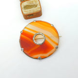 Large Victorian Scottish Sterling Silver Red Agate Kilt Brooch c1880 Antique