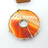 Large Victorian Scottish Sterling Silver Red Agate Kilt Brooch c1880 Antique