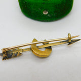 Victorian 18ct Gold, Lapis & Seed Pearl Arrow & Horseshoe Lucky Brooch c1890