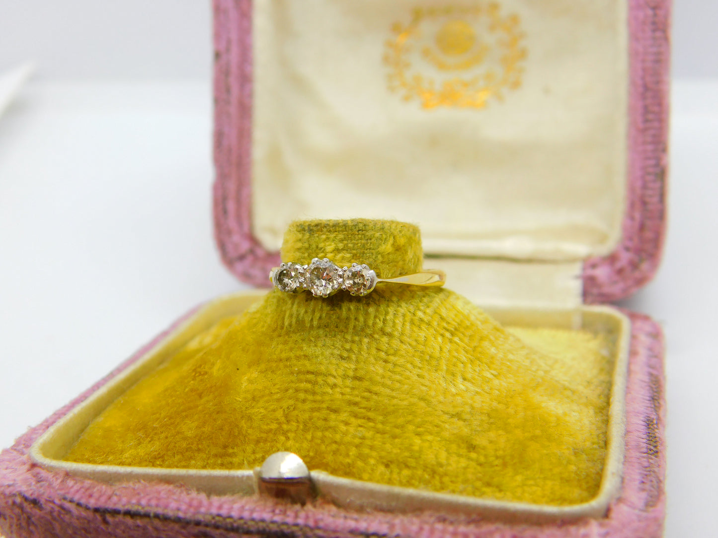 Victorian 18ct Gold & 0.2ct Diamond Three Stone Ring c1880 Antique