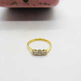 Victorian 18ct Gold & 0.2ct Diamond Three Stone Ring c1880 Antique
