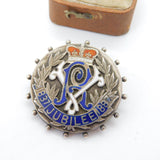 Sterling Silver Queen Victoria Golden Jubilee Enamel Brooch Pin Antique 1887