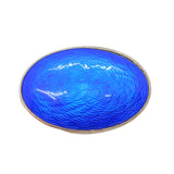 Edwardian Sterling Silver Blue Guilloche Enamel Brooch Pin Antique c1910