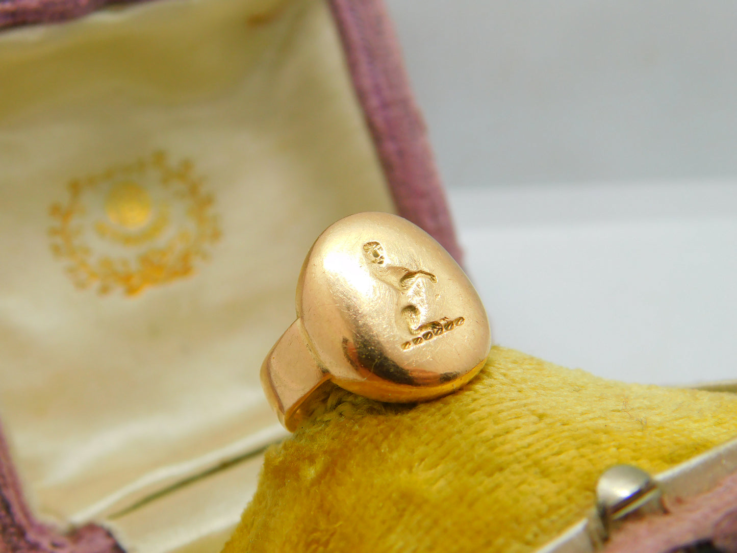 Victorian 15ct Gold Otter Or Cat Heraldic Crest Signet Ring Antique 1899 Chester