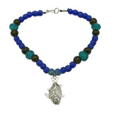 Studio Jewellery Sterling Silver & Sea Glass Chunky Fish Necklace Vintage