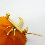 Baltic 18ct Yellow Gold & Amber Leaf Form Brooch Pin Antique c1930 Art Deco