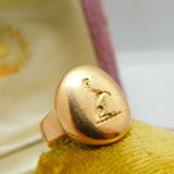 Victorian 15ct Gold Otter Or Cat Heraldic Crest Signet Ring Antique 1899 Chester