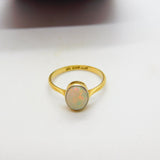 Victorian 18ct Yellow Gold Cabochon Ethiopian Opal Band Ring Antique c1880