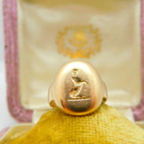 Victorian 15ct Gold Otter Or Cat Heraldic Crest Signet Ring Antique 1899 Chester
