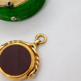15ct Yellow Gold & Carnelian Set Spinner Fob Pendant Antique 1914 Chester