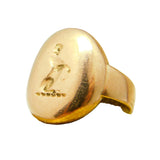 Victorian 15ct Gold Otter Or Cat Heraldic Crest Signet Ring Antique 1899 Chester