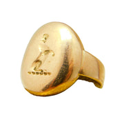Victorian 15ct Gold Otter Or Cat Heraldic Crest Signet Ring Antique 1899 Chester