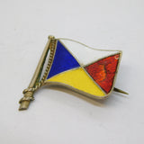 20th Century .800 Silver & Enamel Sailing Yacht Brooch Antique c1920 Art Deco