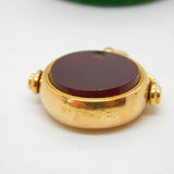 15ct Yellow Gold & Carnelian Set Spinner Fob Pendant Antique 1914 Chester