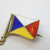20th Century .800 Silver & Enamel Sailing Yacht Brooch Antique c1920 Art Deco