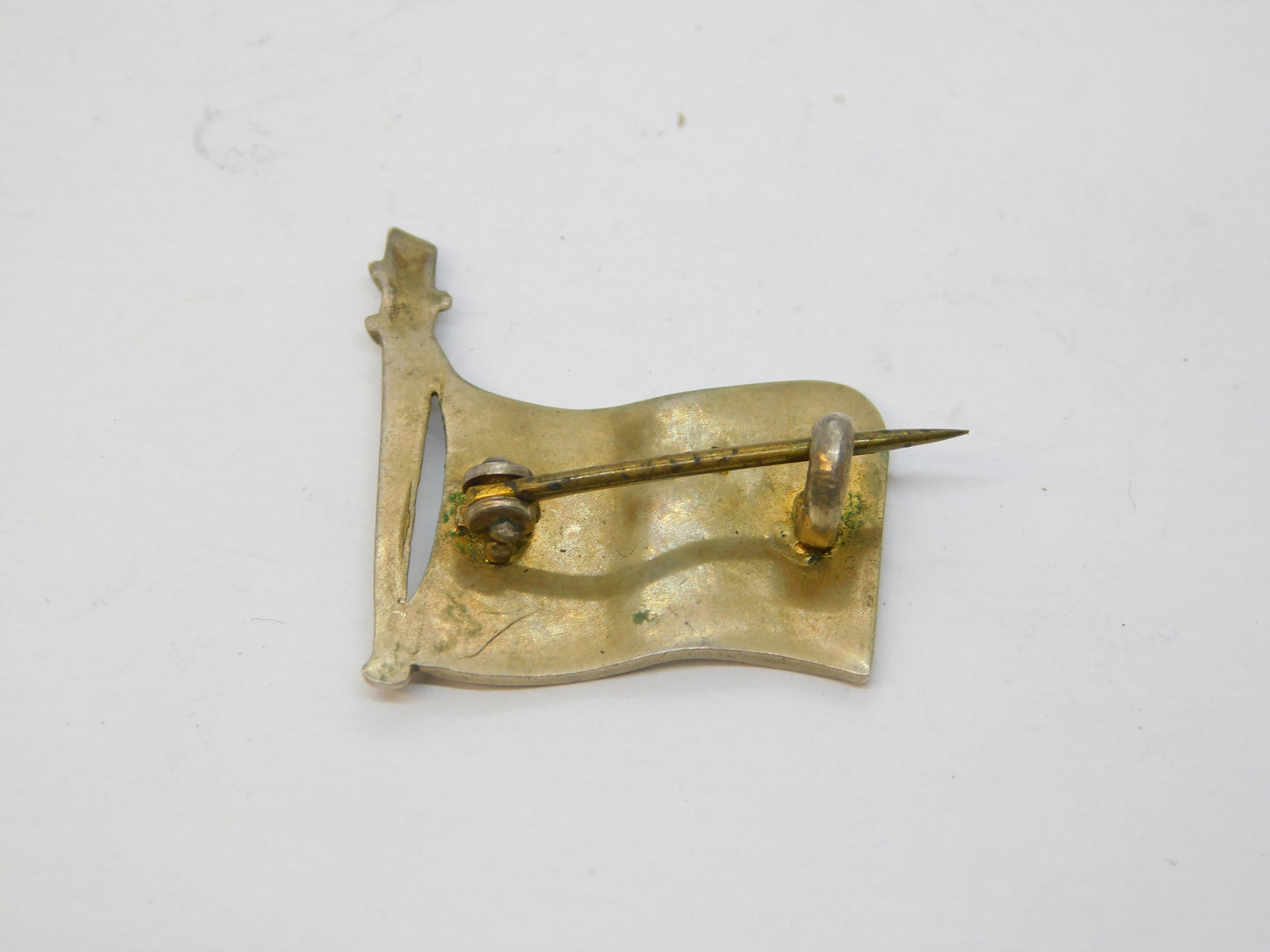 20th Century .800 Silver & Enamel Sailing Yacht Brooch Antique c1920 Art Deco