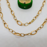 9ct Yellow Gold Modernist Curb Link Chain Bracelet Vintage c1970 50cm Length