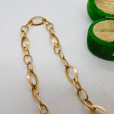9ct Yellow Gold Modernist Curb Link Chain Bracelet Vintage c1970 50cm Length