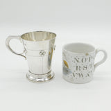 Arts & Crafts Sterling Silver Floral Christening Mug Antique 1929 London