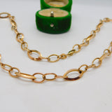 9ct Yellow Gold Modernist Curb Link Chain Bracelet Vintage c1970 50cm Length
