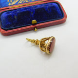 9ct Yellow Gold & Carnelian Set Floral Form Fob Seal Pendant Antique c1930 Deco