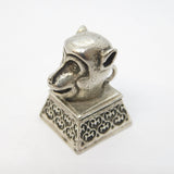 20th Century Chinese White Metal Year of the Monkey Seal Fob Pendant Antique