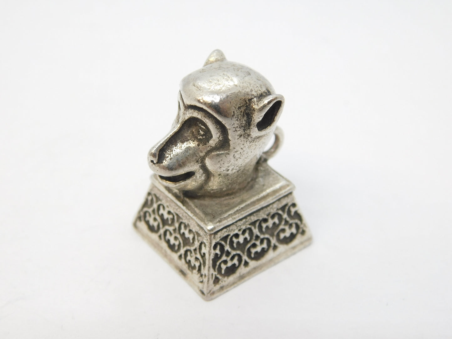 20th Century Chinese White Metal Year of the Monkey Seal Fob Pendant Antique