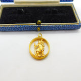 9ct Yellow Gold St. Christopher Patron Saint of Travel Charm Pendant 1973